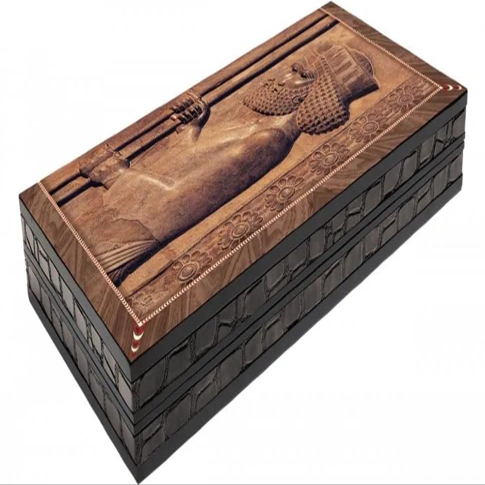 19"-inch Antique Backgammon Board Chess Set for Adults X Large Wooden Game Board Handmade Game Sets and Checkers - Gift idea for Dad, Husband, Anniversary