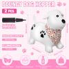 VercanMonth 2 Pack Bouncy Animal Dog Hopper Inflatable Bouncing Horse Hopper Toys Jumping Ride on Hopping Bounce with Pump Rubber Bouncing Animal Gift for Boys Girls(White, Pink,Classic Style) view 2