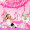 3 in 1 Girls Princess Play Tent for Kids: Pop Up Toddlers Playhouse with Baby Crawl Tunnel, Ball Pit and Castle Tent - Pink Children Play Tent Toys Indoor and Outdoor Game for Birthday Gift view 2