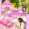 3 in 1 Girls Princess Play Tent for Kids: Pop Up Toddlers Playhouse with Baby Crawl Tunnel, Ball Pit and Castle Tent - Pink Children Play Tent Toys Indoor and Outdoor Game for Birthday Gift view 3