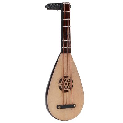 1 12 Scale Miniature Pipa with BracketMiniature Dollhouse Accessories Simulation Lute Instrument Model lute with BracketMiniature Dollhouse Accessories nan