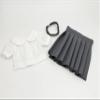 18 inch Doll Outfit-School Plaid Jumper include Blouse and Hair Accessory/Add on Option: Sock and Shoe (Doll is not included) (Pleated Skirt,White Sock, Shiny Black Shoe, Solid Grey) view 2