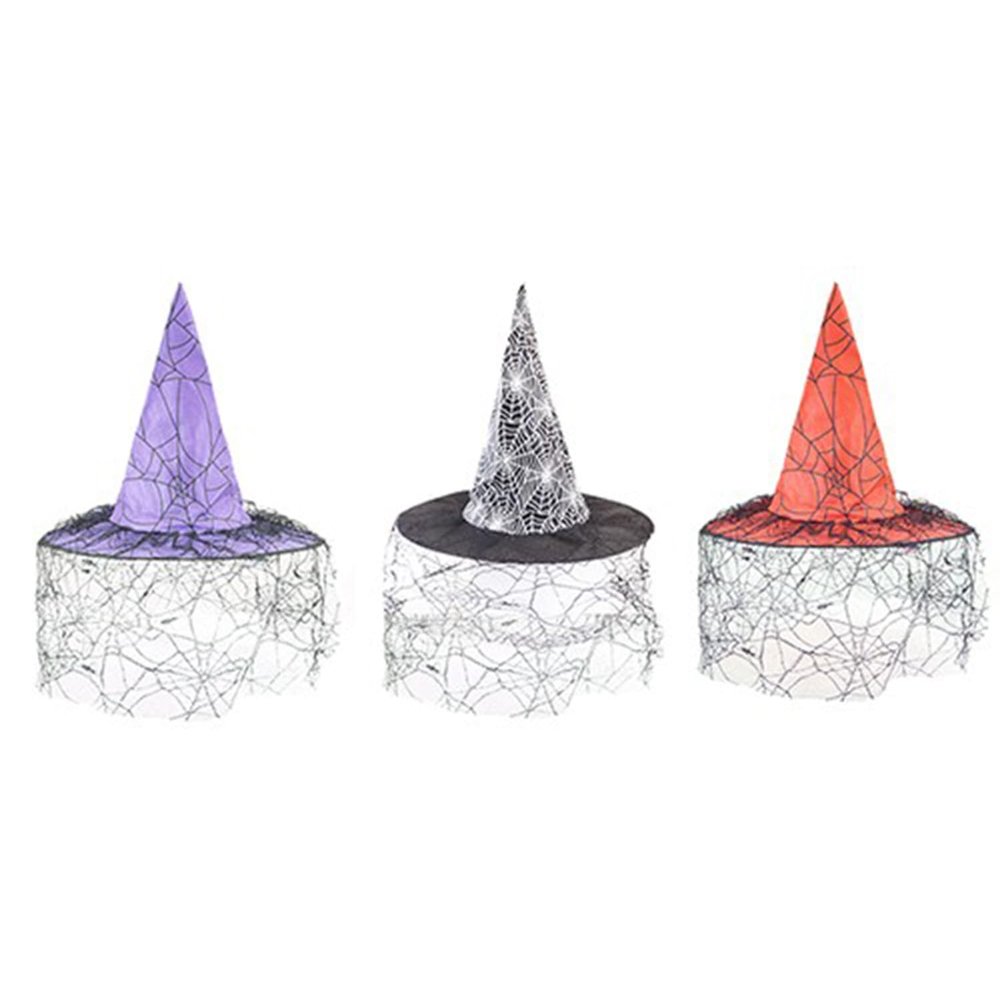 Enchanting Witches Hat With Elegant Black Lace - Perfect for Halloween Festivities - 1 Pc
