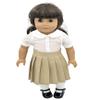 18 inch Doll Outfit-School Plaid Jumper include Blouse and Hair Accessory/Add on Option: Sock and Shoe (Doll is not included) (Pleated Skirt,White Sock, Shiny Black Shoe, Solid Khaki) view 1