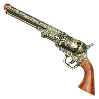 13-Inch Decorative Western Classic Revolver Style, Body SMB-110 with Ornate Engravings, Suitable for Decoration, Collecting, Costuming and Cosplay, Role-Playing, Halloween (Gold)