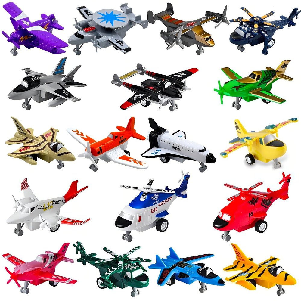 Liberty Imports Pull Back Airplanes Toys Vehicle Playset, Variety Pack of Helicopters, Stealth Bombers, Fighter Jets, Aircraft, Planes for Kids Toddlers Party Favors (18 Pack)