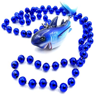 Bobble Head Shark Bead Necklace New Orleans Mardi Gras Cajun Carnival Favor Festival