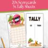 Summer Bunco - June July Beach Bunco - Bunco Score Sheets - Pool Themed Bunco - Scorecards - Tally Sheets - Ghost Player - Bunco Babes - Bunco Game Kit for Game Night Party view 3