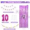 10th Birthday Decorations for Girls Pink Purple - Double Digits Party Supplies,10 Year Old Ten Birthday Decor, Happy Birthday Banner, Foil Backdrops,Garland,Number 10 Balloons. view 2