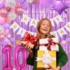 10th Birthday Decorations for Girls Pink Purple - Double Digits Party Supplies,10 Year Old Ten Birthday Decor, Happy Birthday Banner, Foil Backdrops,Garland,Number 10 Balloons. view 4