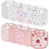 10 Pack Cotton Snap Bibs for Baby Boy Girl, Super Soft Drool Bibs for Teething and Feeding view 1