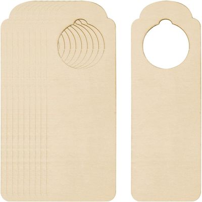 10pcs Unfinished Hanging Signs Blank Door Knob Hanger Wood Messages Plaque Door Hangers Message Board Memo Board for DIY Craft Supply