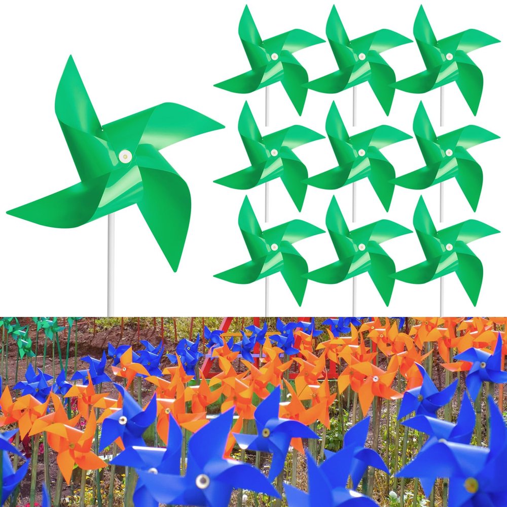 150 Pcs Pinwheels, Toy Wind Spinners and Party Favors Gifts for Kids, Outdoor Decorational Pinwheels for Yard and Garden (Dark Green)