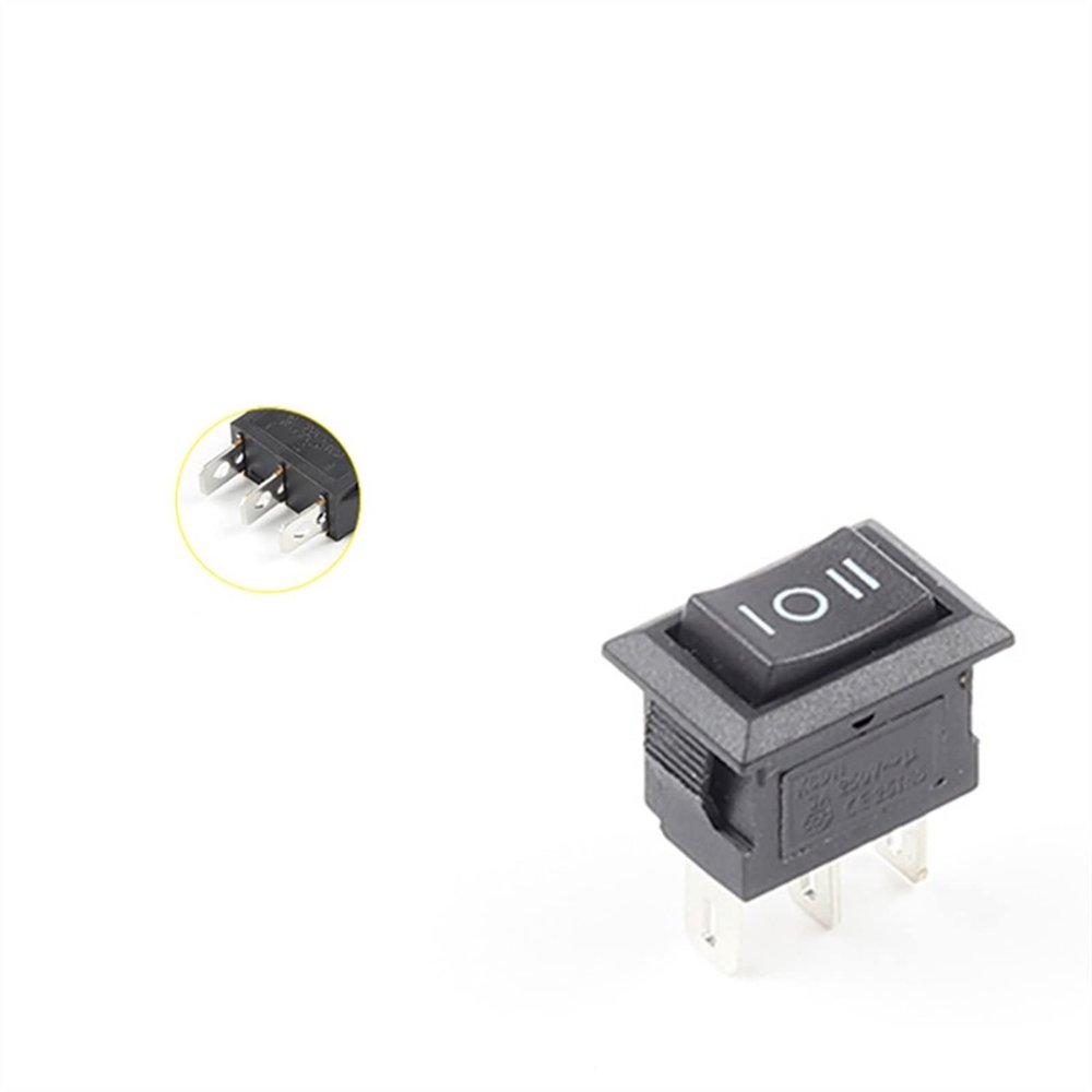 PGMTDEFXJO Rocker Switch 10 Pcs 10X15mm Snap-in Push Button Switch 3 Pin 3A/250V Mini SPST KCD11 2/3 Position Boat Rocker Power Switches (Color : 3pin Black On-Off-on, Size : 10PCS)