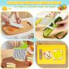 HAIMST 15 PCS Montessori Kitchen Tools, Toddler Knife Set for Real Cooking Kids Kitchen Knife Wooden Safe Knife Serrated Edges Plastic Toddler Knife Cutting Board Aprons Crinkle Cutters view 2