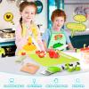 HAIMST 15 PCS Montessori Kitchen Tools, Toddler Knife Set for Real Cooking Kids Kitchen Knife Wooden Safe Knife Serrated Edges Plastic Toddler Knife Cutting Board Aprons Crinkle Cutters view 4