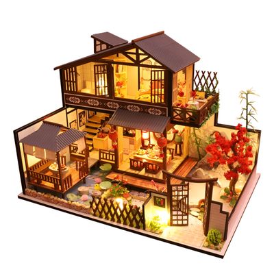 CuteQi Miniature House Kit DIY House Kit Creative Room with Furniture Tiny House Making Kit with Light and Music HandmadeCrafts Gift for Adults & Friends and Lovers(Forest Nest Haven)