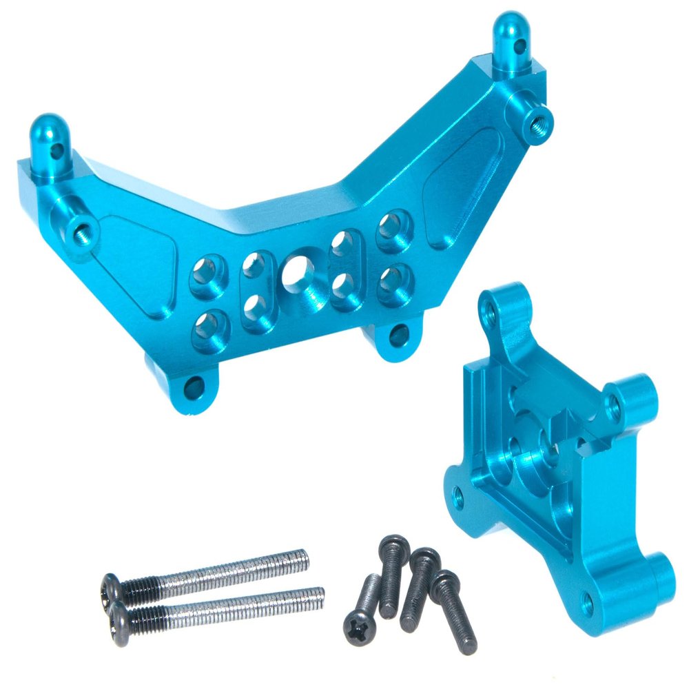 Shock Tower Compatible with 1/14 MJX Hyper Go 14301 14302 RC Car Front and Rear Shock Tower Metal Upgrade Parts(Blue)