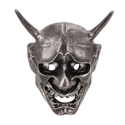 Charmgle Halloween Masquerade Mask Resin Japanese Cosplay Scary Ghostface Masks Prop Pendant Decoration Gray