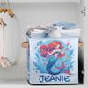 Foerrkelg Custom Name Storage Basket Cute Mermaids Personalize Foldable Rectangle Clothes Toys Storage Bin with Handle for Kids Girls Home Nursery Dorm Bedroom,Blue Mermaid 2 view 2