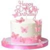 13 Pcs Pink Butterfly Cake Decorations 3D Pink Happy Birthday Cake Topper Birthday Cakes Toppers Butterfly Cupcake Topper for Girls Women Butterflies for Party Wedding Cakes Decor view 1