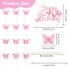 13 Pcs Pink Butterfly Cake Decorations 3D Pink Happy Birthday Cake Topper Birthday Cakes Toppers Butterfly Cupcake Topper for Girls Women Butterflies for Party Wedding Cakes Decor view 2