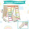 EDOSTORY 7 in 1 Pikler Indoor Playground Jungle Gym Playset, Wooden Montessori Climber with Slide, Rock Climb Wall, Monkey Bars, Rope Ladder, Climbing Rope and Swing for KidsRainbow view 2