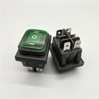 PGMTDEFXJO Rocker Switch KCD4-203 20A/250VAC 30x22 Waterproof Rocker Switch 6pin DPDT ON Off ON 12V 220V Red Green LED Light Rocker Switch (Color : Green, Size : 12V)