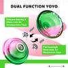 AOE Crystal Yoyo Wide Plastic Yoyo for Kids, Responsive Yoyos Fingerspin Trick Yo-yo Dual Purpose with KK Bearing, 10 Strings, Bearing Tool -Green Pink view 3