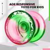 AOE Crystal Yoyo Wide Plastic Yoyo for Kids, Responsive Yoyos Fingerspin Trick Yo-yo Dual Purpose with KK Bearing, 10 Strings, Bearing Tool -Green Pink view 4