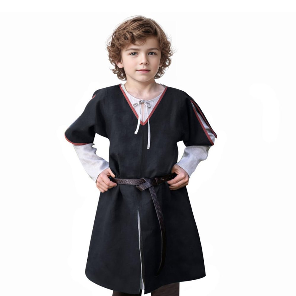 Medieval Boys Cotton Linen Shirt Viking Renaissance Warrior Pirate Costume Casual Vintage Loose Robe Top