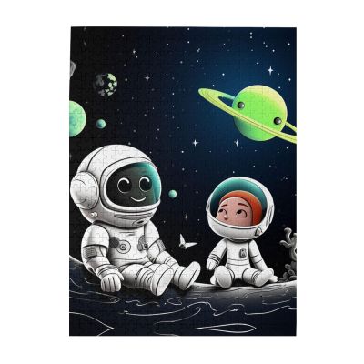 Astronaut and Alien Puzzles 500 Pieces Personalized Jigsaw Puzzles Wooden Photo Puzzle for Adults Family Picture Puzzle Gifts for Wedding Birthday Valentine's Day Gifts 15" x 20.4"