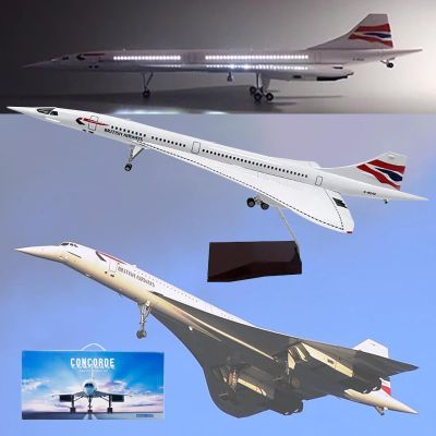 GeRRiT 19.7"" 1:125 Air France Concorde Model Jet Passenger Airplane Model Pre-Build Aircraft Model Die-Cast Metal Simulation Aviation Collection Gift (Size : LED British Airways)