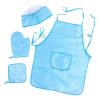 IEUDNS Kids Aprons Chef Costume Set Kitchen Dress up, Oven Mitt Kids Chef Hat and Apron Set Aprons for Cooking for Cosplay Gardening, Blue view 1