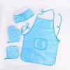 IEUDNS Kids Aprons Chef Costume Set Kitchen Dress up, Oven Mitt Kids Chef Hat and Apron Set Aprons for Cooking for Cosplay Gardening, Blue view 2
