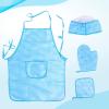 IEUDNS Kids Aprons Chef Costume Set Kitchen Dress up, Oven Mitt Kids Chef Hat and Apron Set Aprons for Cooking for Cosplay Gardening, Blue view 3
