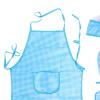 IEUDNS Kids Aprons Chef Costume Set Kitchen Dress up, Oven Mitt Kids Chef Hat and Apron Set Aprons for Cooking for Cosplay Gardening, Blue view 4