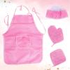 Fenteer Kids Aprons Kids Baking Chef Set Kitchen Toys Kids Chef Hat and Apron Set for Interactive Performances Painting, Pink view 2