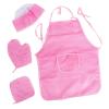 IEUDNS Kids Aprons Chef Costume Set Kitchen Dress up, Oven Mitt Kids Chef Hat and Apron Set Aprons for Cooking for Cosplay Gardening, Pink, 36cmx48cm view 1