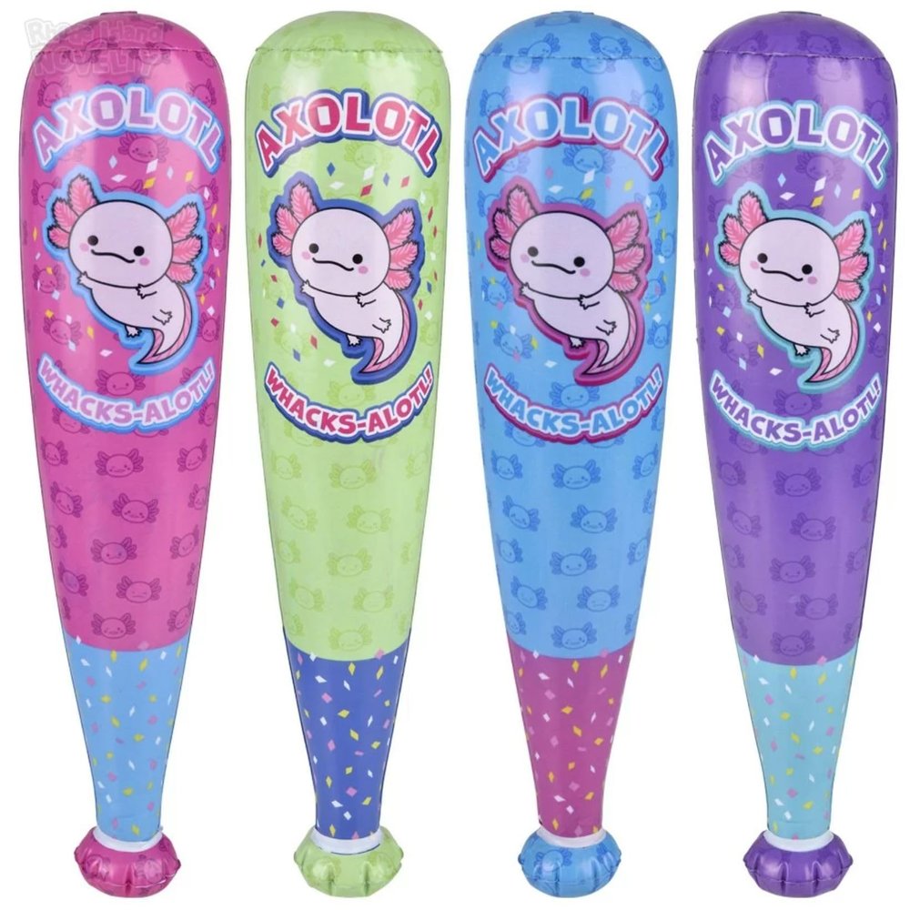 Axolotl Inflatable Baseball Bats | 4 Pack | 20 Inch | Inflate Decorations and Toys