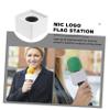 BESTonZON 2pcs Square Shaped Abs Microphone Logo Flag for Interviews White Portable Design for Ktv Hosts Creative Engraving Space Easy to Carry view 4