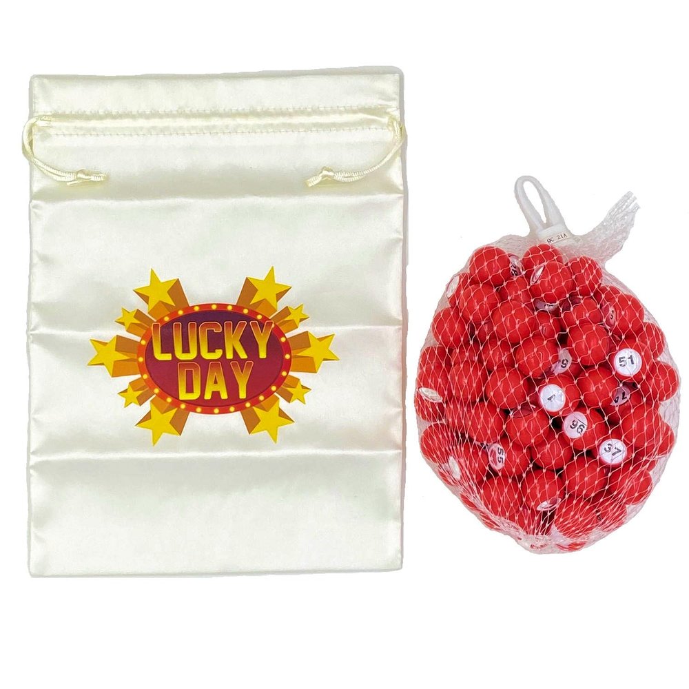 Tapp Collections Raffle Balls Number Set (1-100) with Satin Drawstring Bag (Cream Color)
