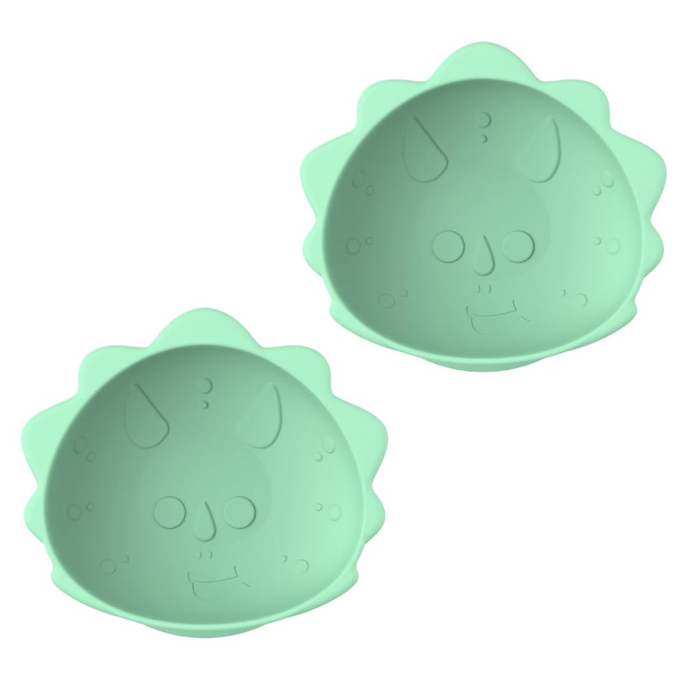 melii Silicone Suction Bowls for Babies and Toddlers, Dinosaur, 10.1 oz - 2 Pack, 100% Food Grade Silicone, Animal Shaped, BPA Free, Dishwasher & Microwave Safe - Dinosaur