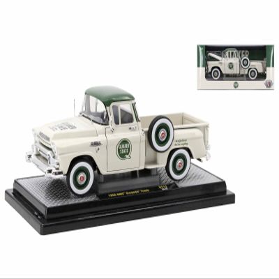 1958 Stepside Pickup Truck Light Beige with Green Top Limited Edition to 6650 Pieces Worldwide 1/24 Diecast Model Car by M2 40300-113B