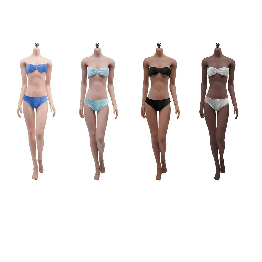1/6 Scale Female Action Figure Body, 12inch Girl Seamless Super Flexible Pale/Suntan Figure Body Doll (S18B-Brown Skin/Medium Bust)