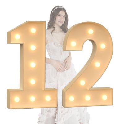 3ft/4ft Light Up Numbers, Marquee Numbers Letters Lights, Mosaic Numbers for Giant Marquee Numbers, Anniversary Decorations, Wedding Party Decor (Color : Number 12, Size : 120CM/4FT)