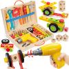 Kids Tool Set Toy with Drill, Stem Montessori Toys for 3 4 5 Years Old Boy Girl, 44 Pcs Wooden Toddler Tool Kits Inc Box, Learning Educational Construction Toy view 1