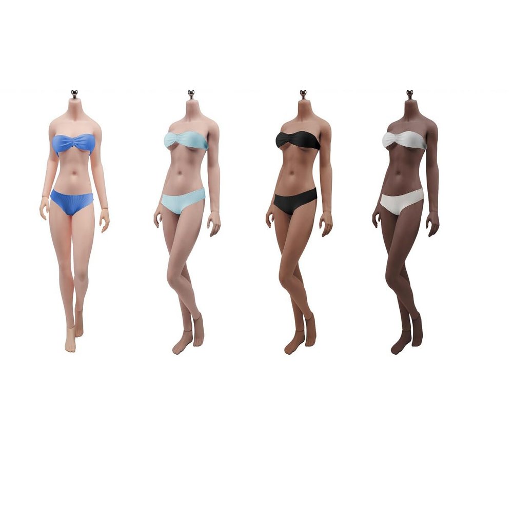 1/6 Scale Female Body,12inch Super Flexible Medium Bust Thin and Small Type Female Seamless Action Figure Body Collection (S24B Brown Skin 10.9inch Tall)