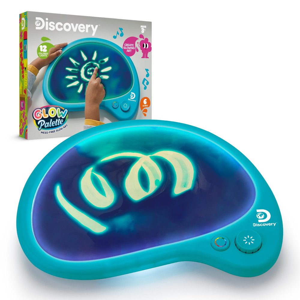Discovery Mess-Free Glow Palette - Interactive Light-Up Art Pad with 12 Colors & Musical Play| Painting & Drawing Tablet| Travel Art Activity Kit| Arts & Crafts Toy for Kids Boys Girls Ages 4+