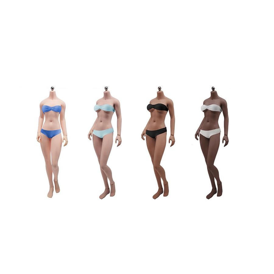 1/6 Scale Female Body,12inch Super Flexible Medium Bust Thin and Small Type Female Seamless Action Figure Body Collection (S26B Brown Skin 10.6inch Tall)